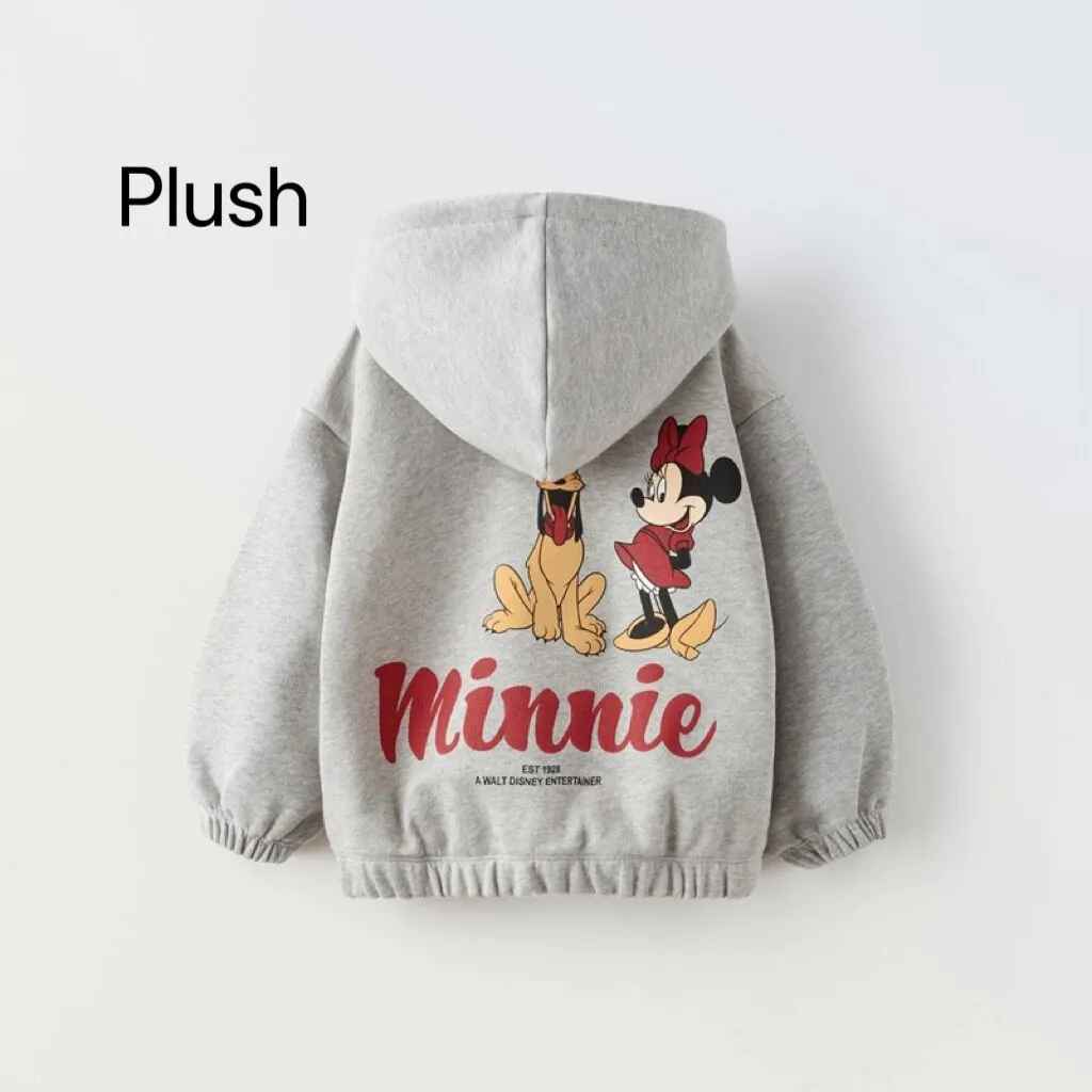 Casual Autumn Kids' Hoodies – Minnie Long Sleeve Plush Sweatshirt