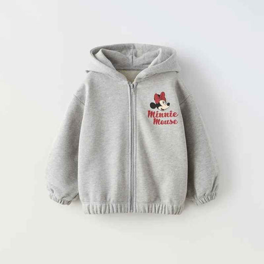 Casual Autumn Kids' Hoodies – Minnie Long Sleeve Plush Sweatshirt