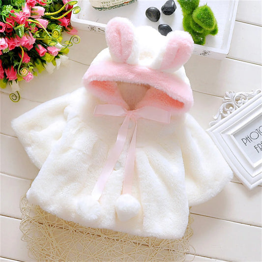 Girls' Wool Sweater Cape – Cozy Autumn & Winter Fleece Jacket for Children (white)