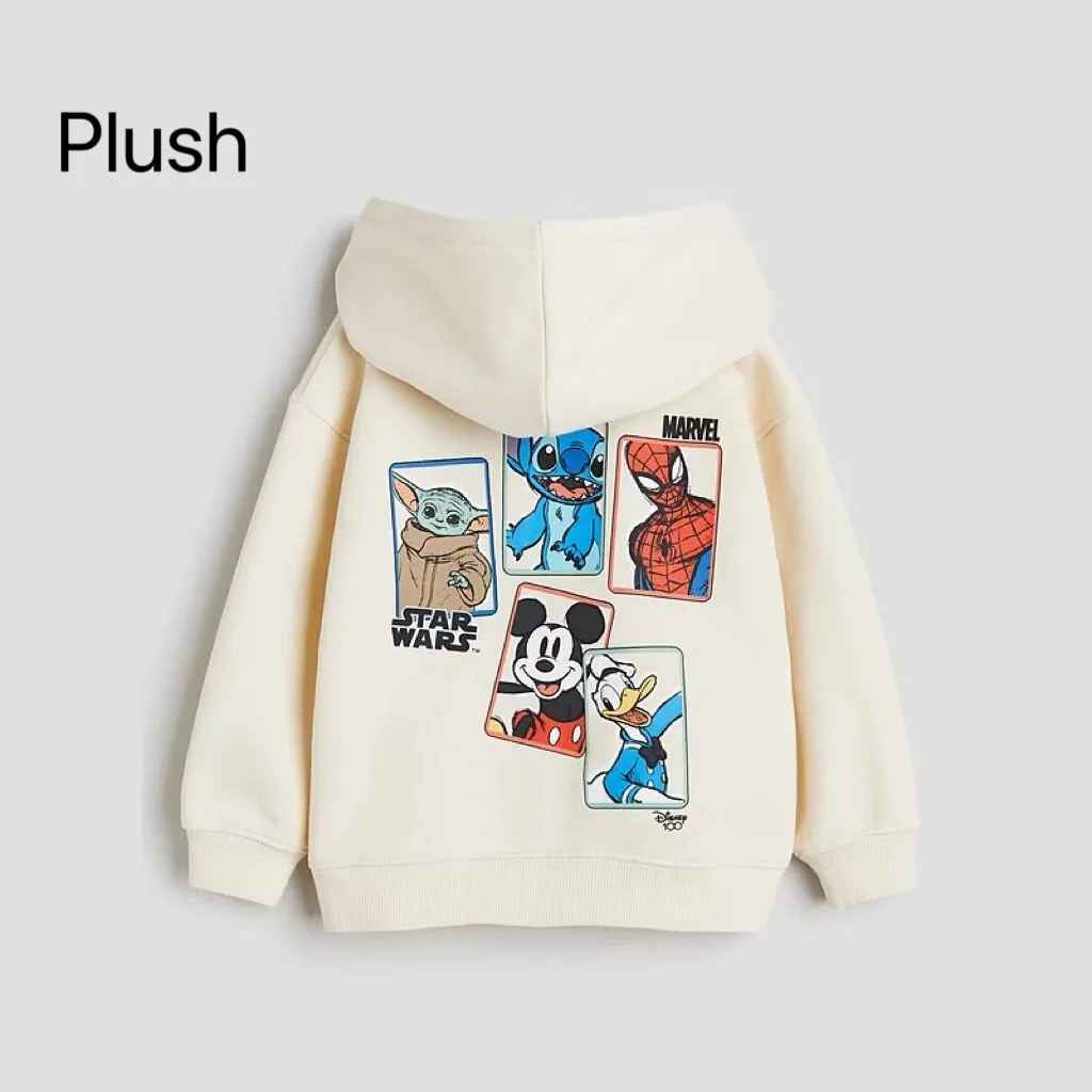 Casual Autumn Kids' Hoodies – Donald Duck Print Long Sleeve Plush Sweatshirt