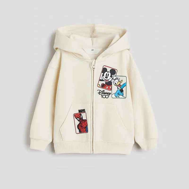 Casual Autumn Kids' Hoodies – Donald Duck Print Long Sleeve Plush Sweatshirt