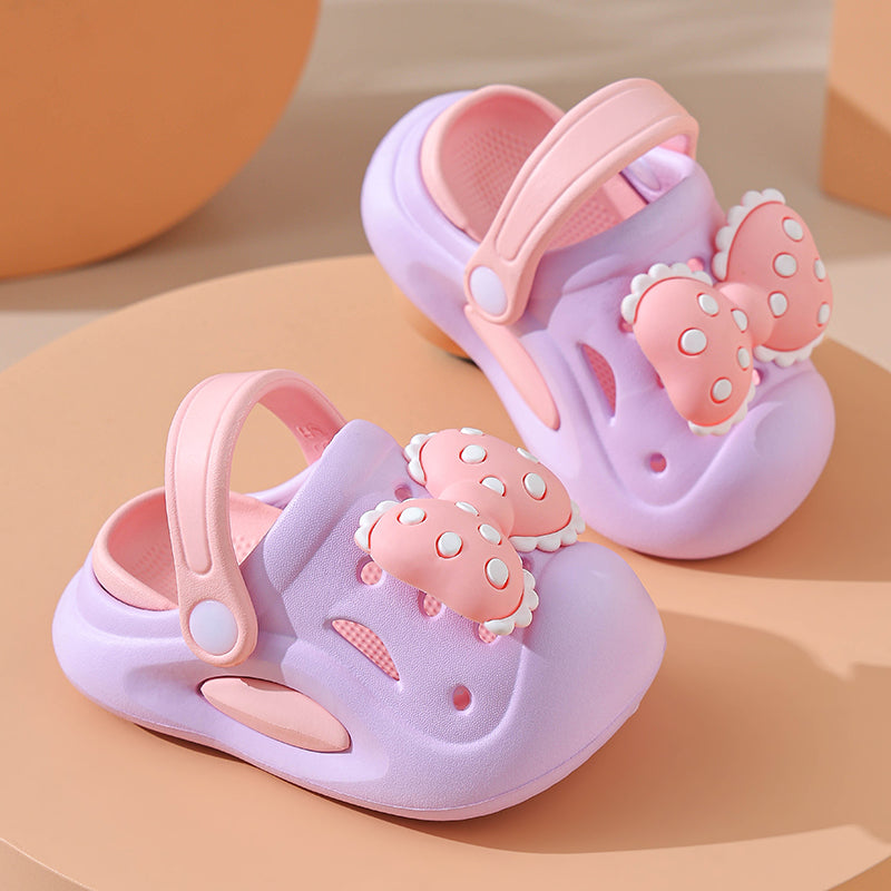 New Summer Toddler Girl Bowknot Sandals – Non-Slip Flip Flops for Ages 0-5, Cute Kids Garden & Home Shoes Purple