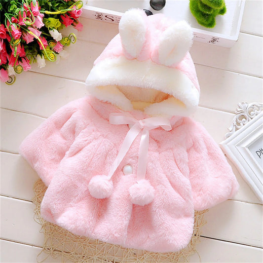 Girls' Wool Sweater Cape – Cozy Autumn & Winter Fleece Jacket for Children