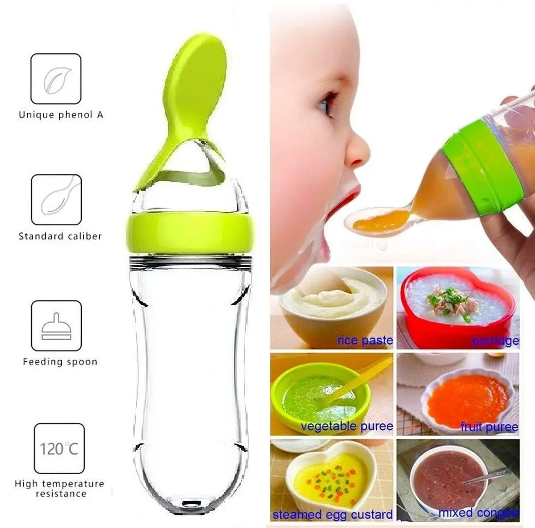 Newborn Food Feeder Bottle with Spoon Attachment